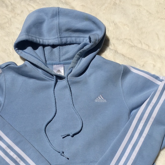 adidas Tops - ADIDAS LIGHT BLUE HOODIE